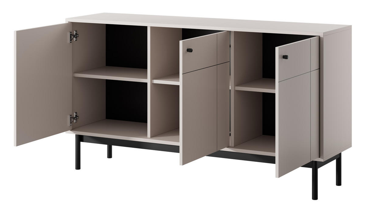 KOMMODE 154 cm Lunaris, 3 Türen auf Beinen, Kaschmir - Kaschmir, Holz (154/84/39cm) - Emporius