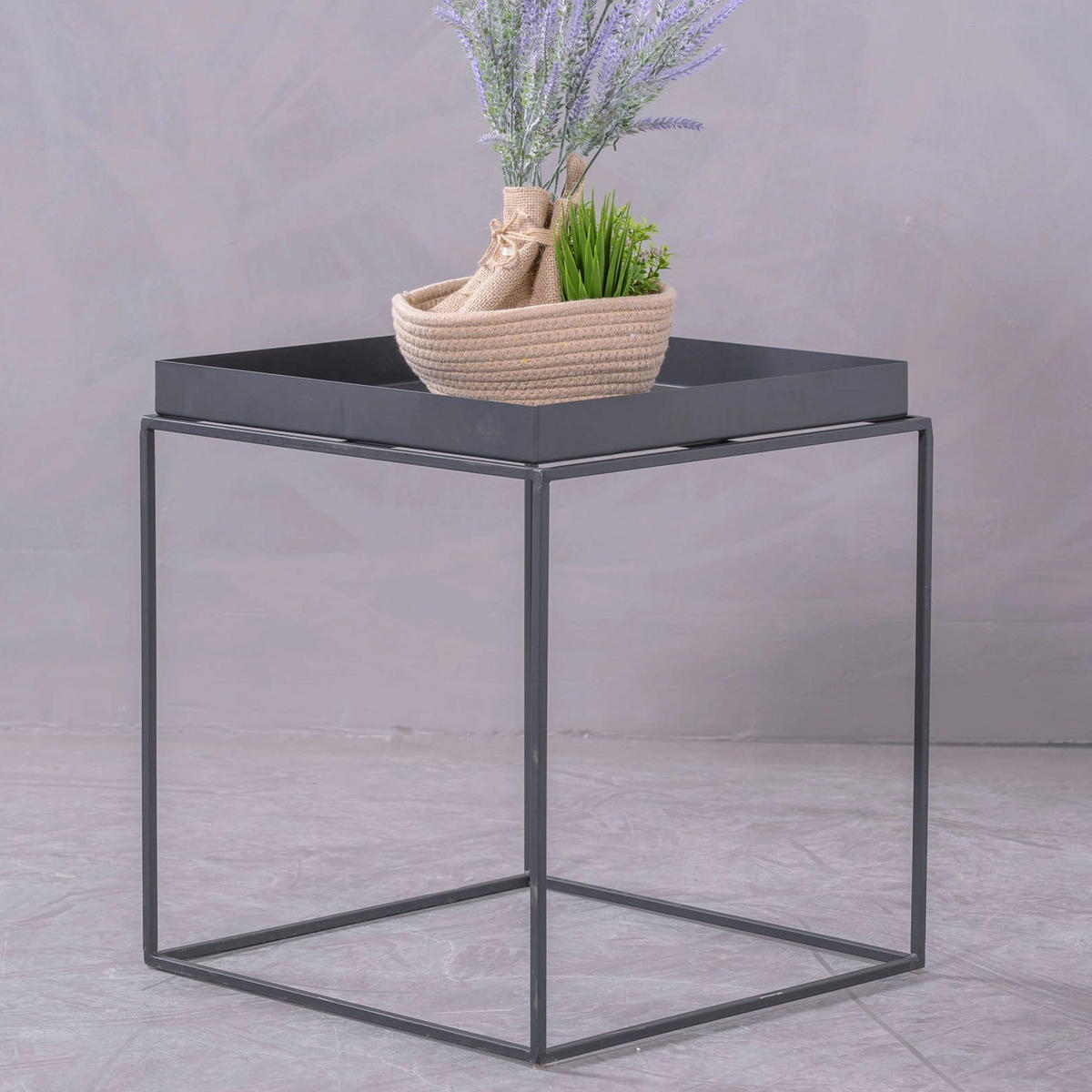 BEISTELLTISCH Quadratisch Schwarz 41/41/45 cm - Schwarz, Metall (41/41/45cm) - Nest Dream