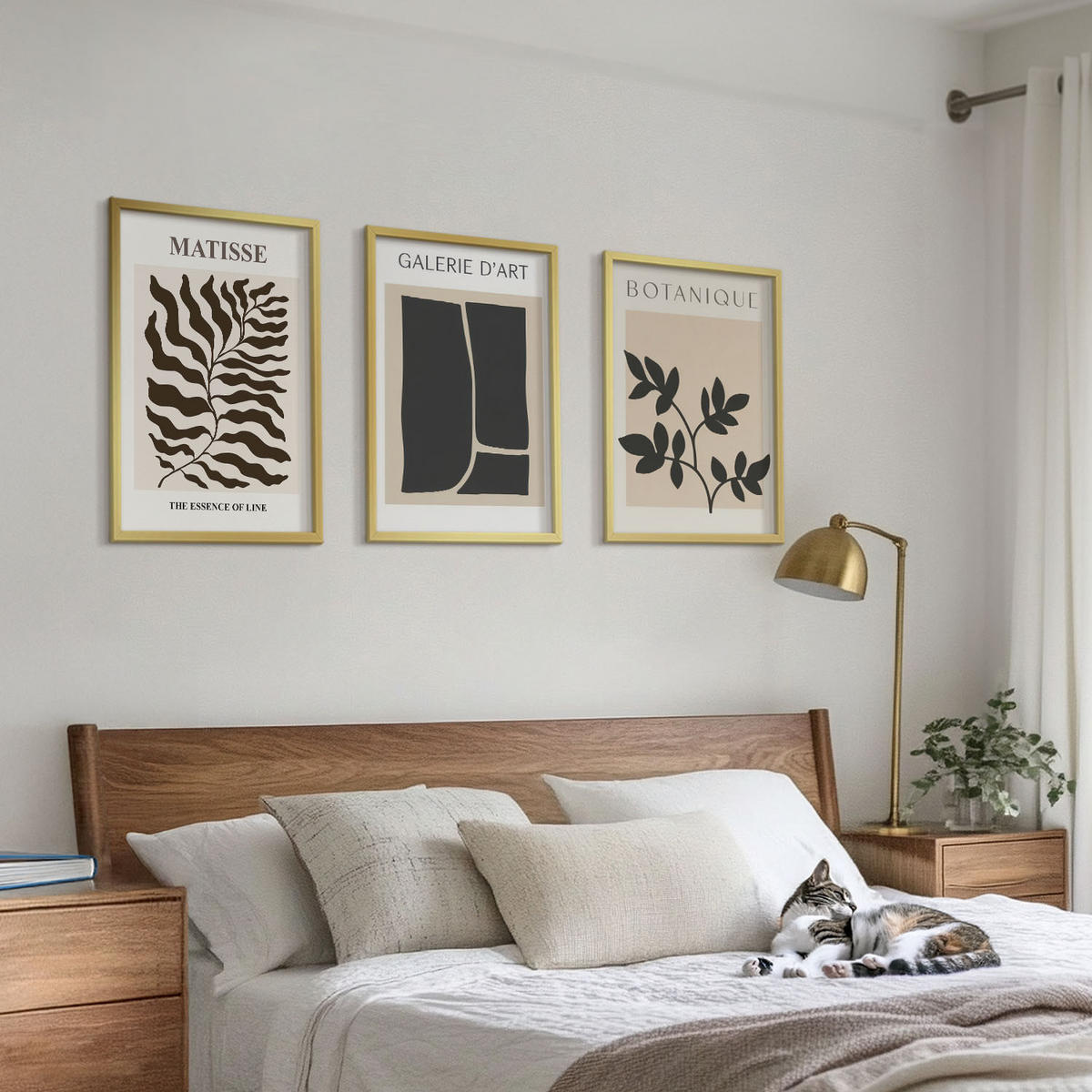 WANDBILDER 3er Set - 40x60 cm Goldrahmen - Minimalistische Pflanzenposter - Goldfarben, Kunststoff (40/60cm) - ArtPrintCave