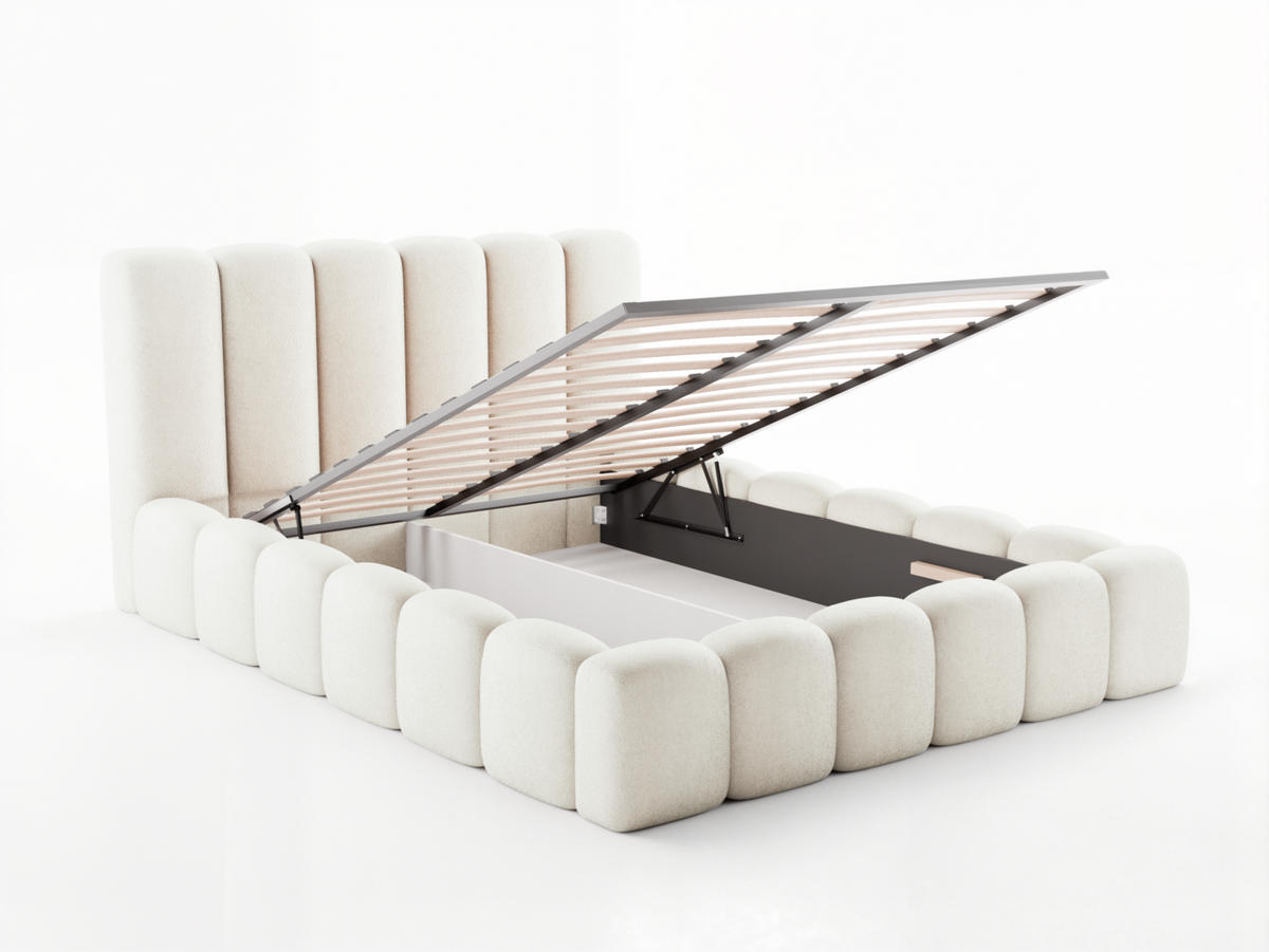 POLSTERBETT VELORA 180x200 ECRU - Ecru, Textil (180/200cm) - Luxkor24