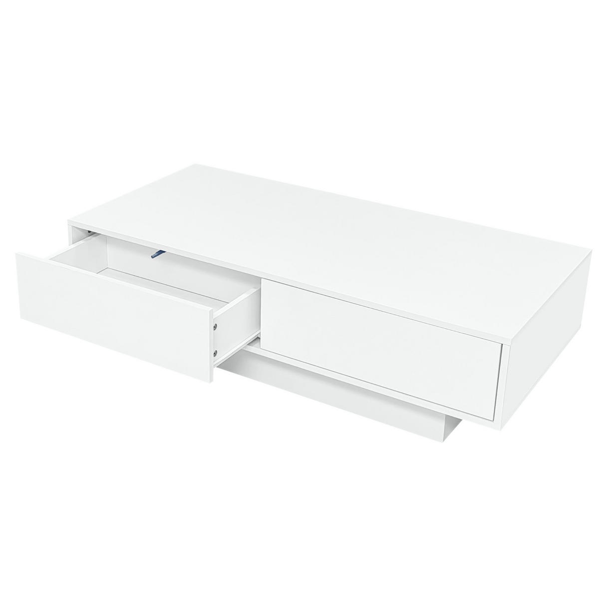 KONFERENČNÍ stolek z dřevotřísky, 115/55/34 cm bílý, s 2 zásuvkami a LED osvětlením - bílá, kompozitní dřevo (115/55/34cm) - BEAOK