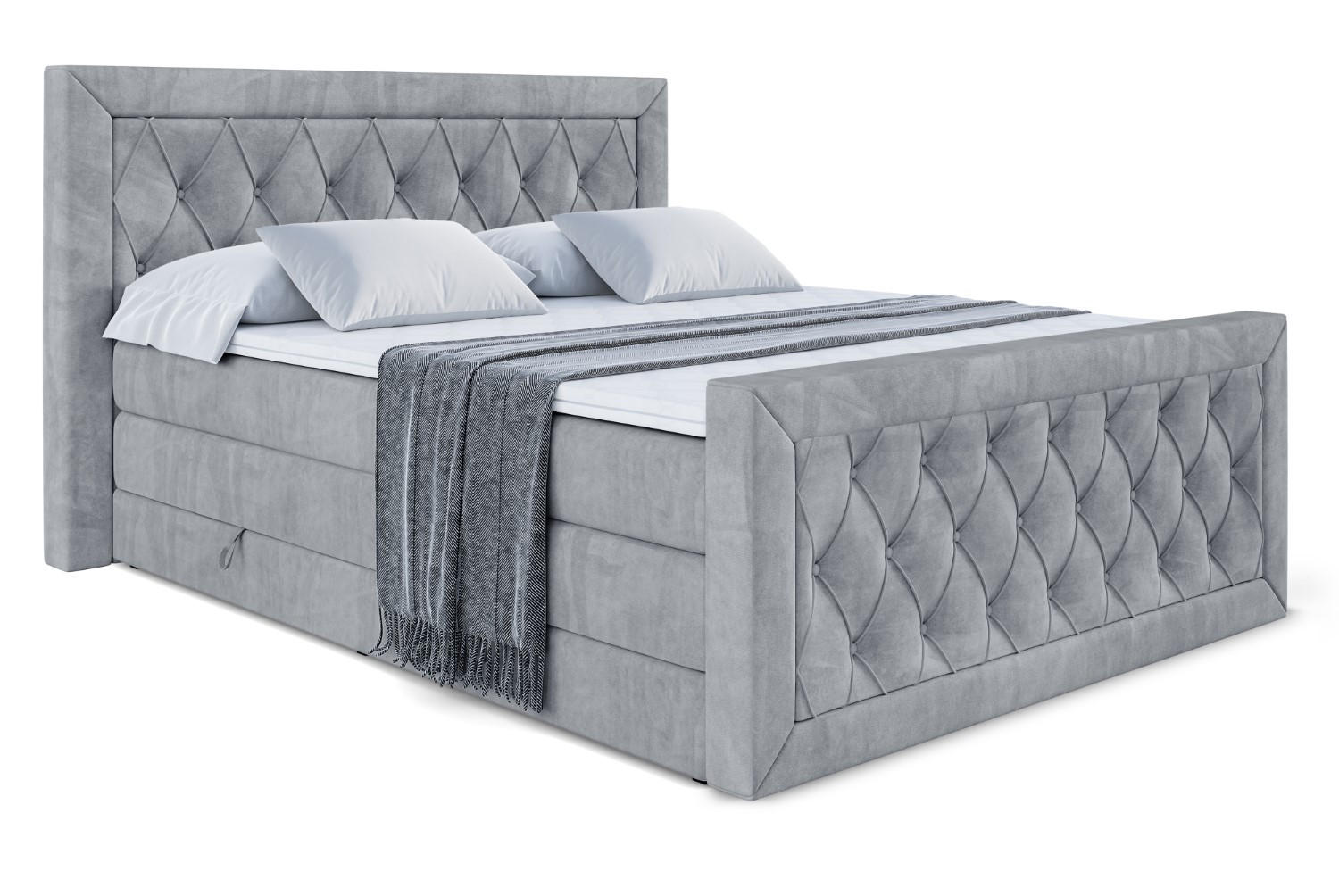 BOXSPRINGBETT NOEL-Z KING - 200 x 200 - H3/H4 - Grau - Grau, Holzwerkstoff (200/200cm) - ALTDECOR