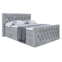 BOXSPRINGBETT NOEL-Z KING - 160 x 200 - H3/H4 - Grau - Grau, Holzwerkstoff (160/200cm) - ALTDECOR