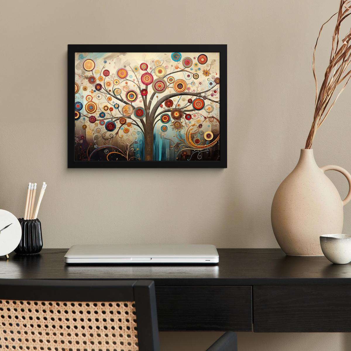 POSTER MIT RAHMEN Baum - Baum des Lebens - Farbe 40x30 cm - Braun, Papier (40/30cm) - MuchoWow