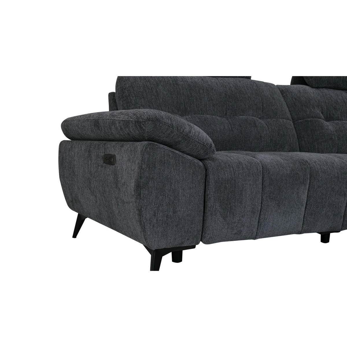 ECKSOFA Webstoff Grau - Schwarz/Grau, Textil/Metall (268/156cm) - Furnhouse