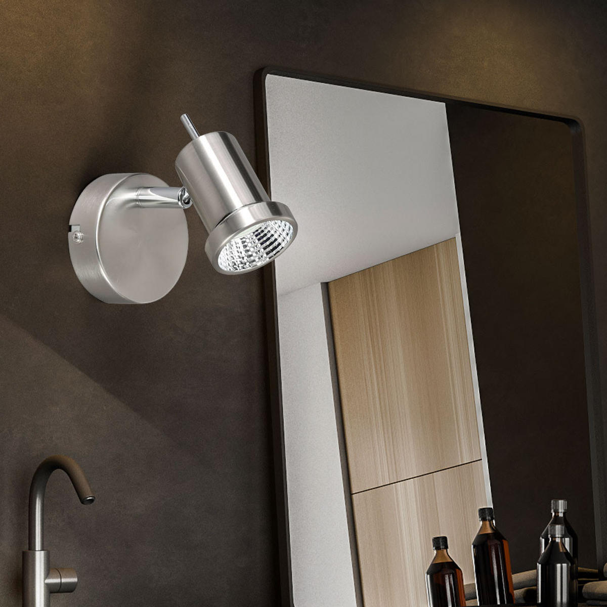 LED WANDLEUCHTE HOORN Nickel matt Silber 2er Set - Silberfarben, Metall (12/10/12cm)