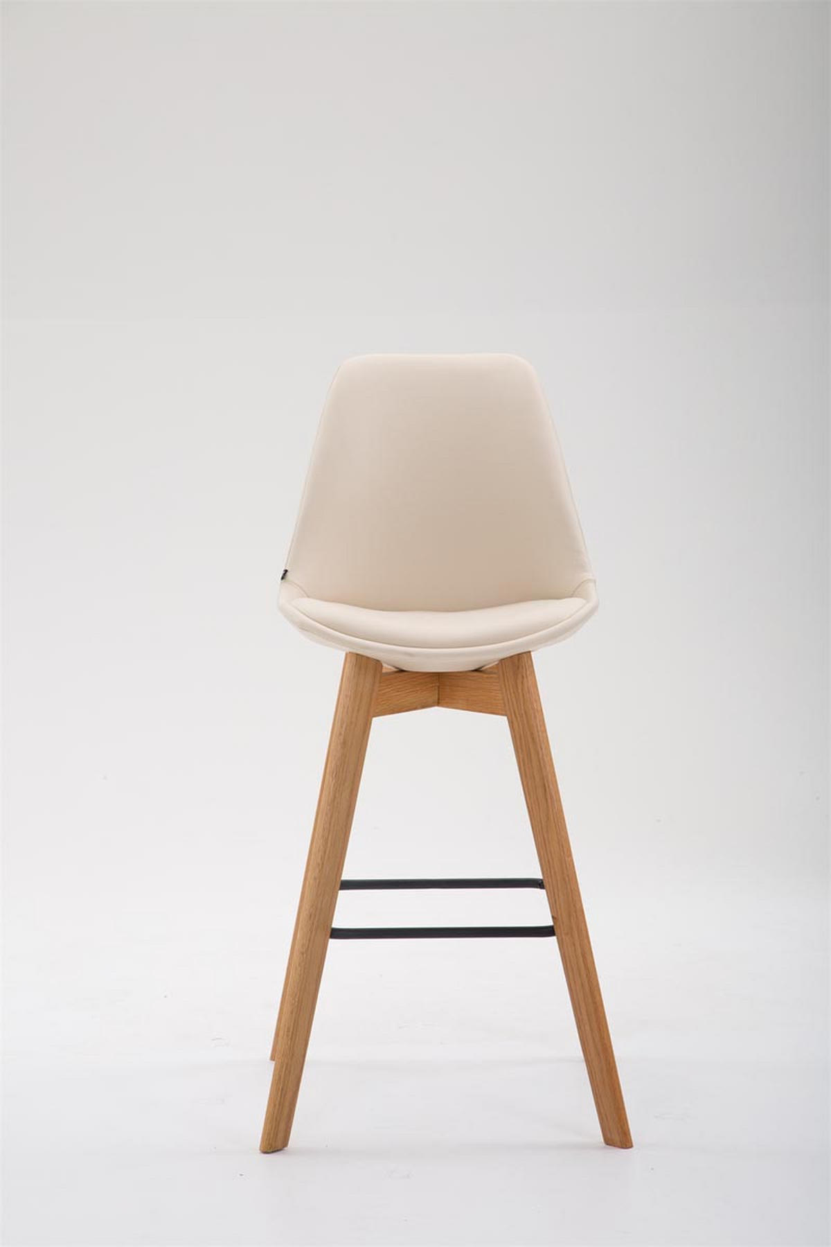 BARHOCKER Lederlook creme - Eukalyptusholzfarben/Creme, Holz/Textil (48/112/56cm) - CLP