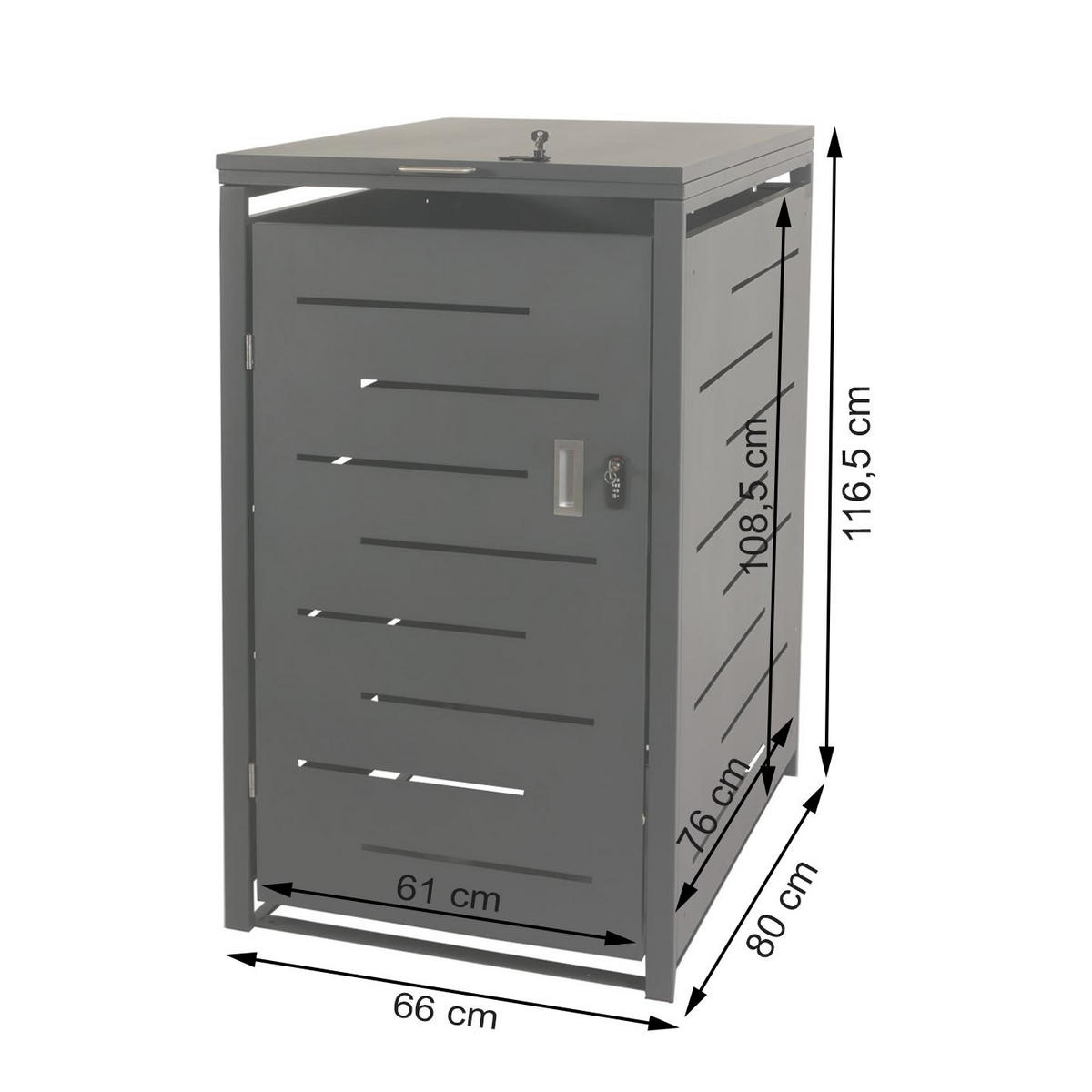 MÜLLTONNENBOX XL 1er 116x71x98cm erweiterbar Anthrazit - Anthrazit, Metall (71/116/98cm) - PROREGAL