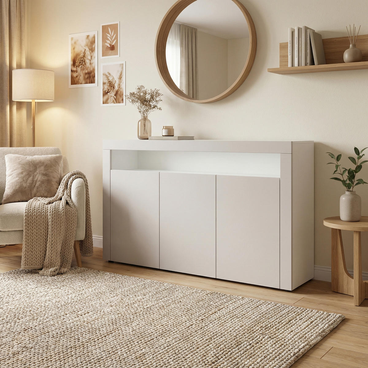 SIDEBOARD Valencia Cashmere / Cashmere - Kaschmir, Holzwerkstoff (155/92/40cm) - Vladon