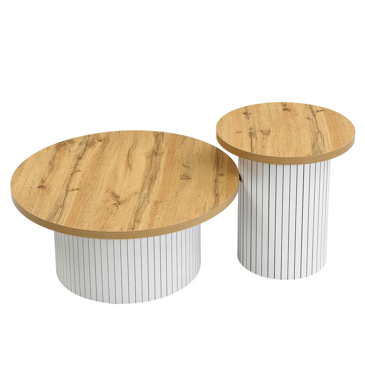 COUCHTISCH-SET 75/75/50 und 45/45/35 cm mit Stauraum und flexiblem Beistelltisch im skandinavischen Stil, Natur - Naturfarben, Holzwerkstoff (75/75/35cm) - Redom
