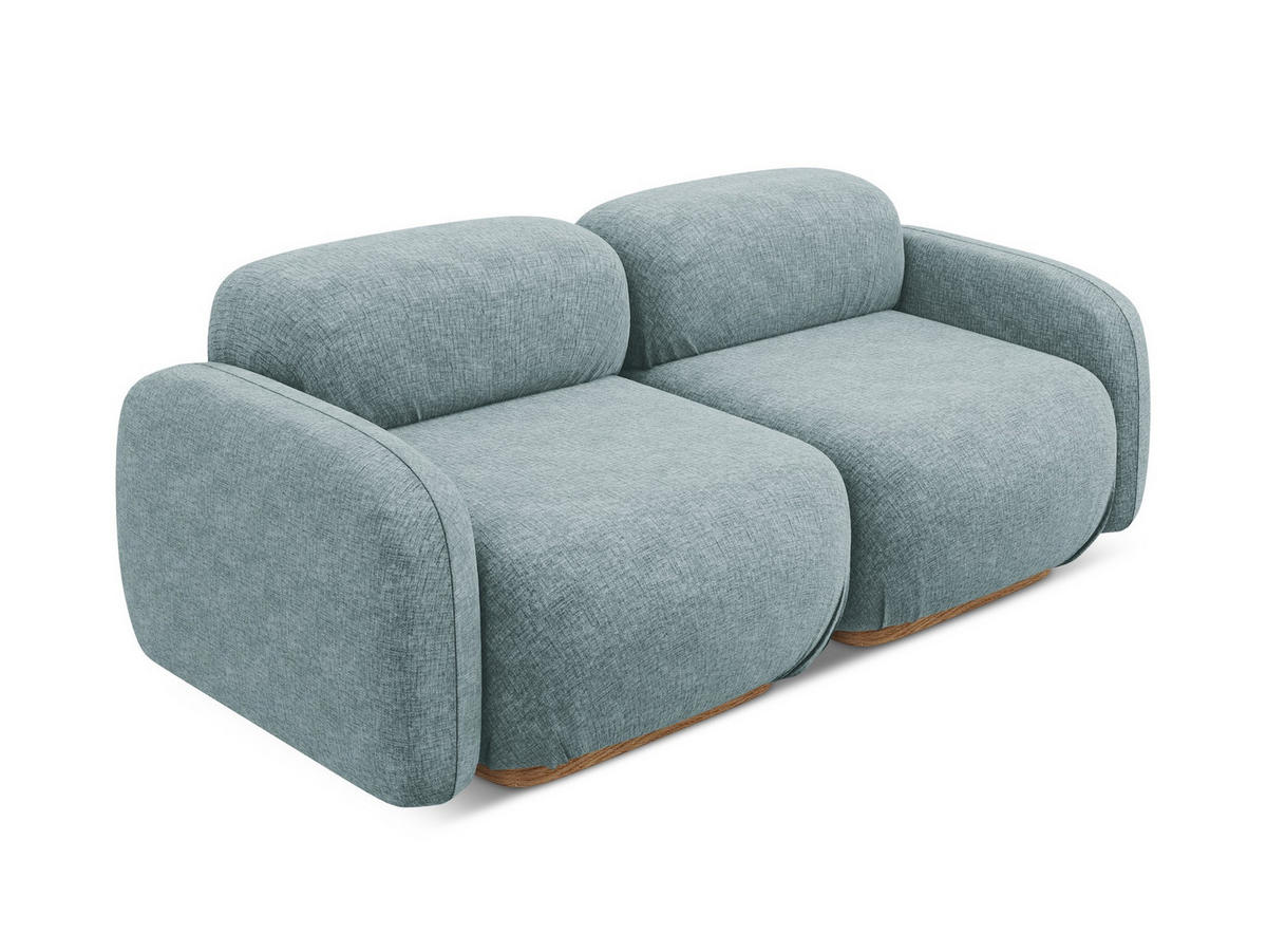 3-SITZER SOFA Chenille Stoff Blau - Blau/Blaugrau, Holz/Textil (190/73/95cm) - Makamii