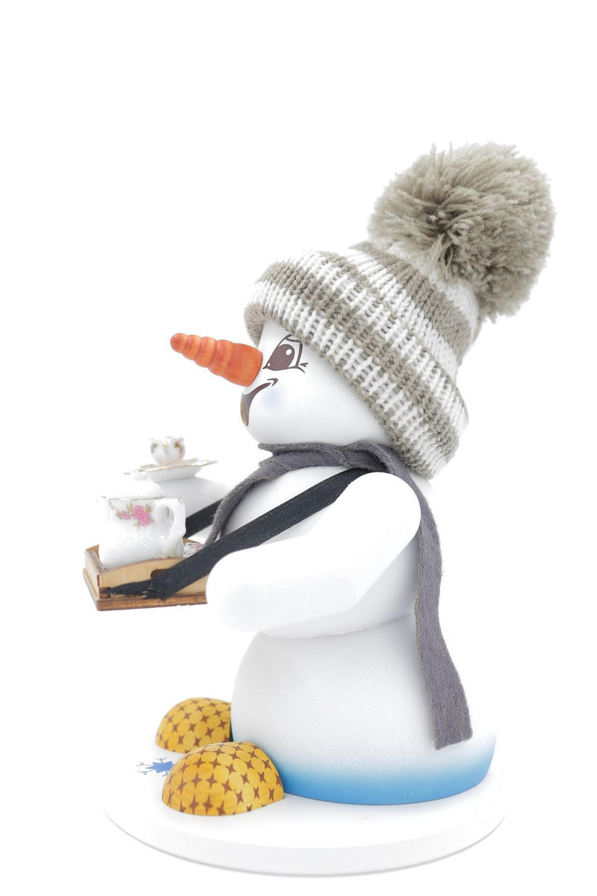 RAUCHFIGUR Schneemann Weiß Bauchladen 19 cm - Multicolor, Holz (15/19/0.1cm)