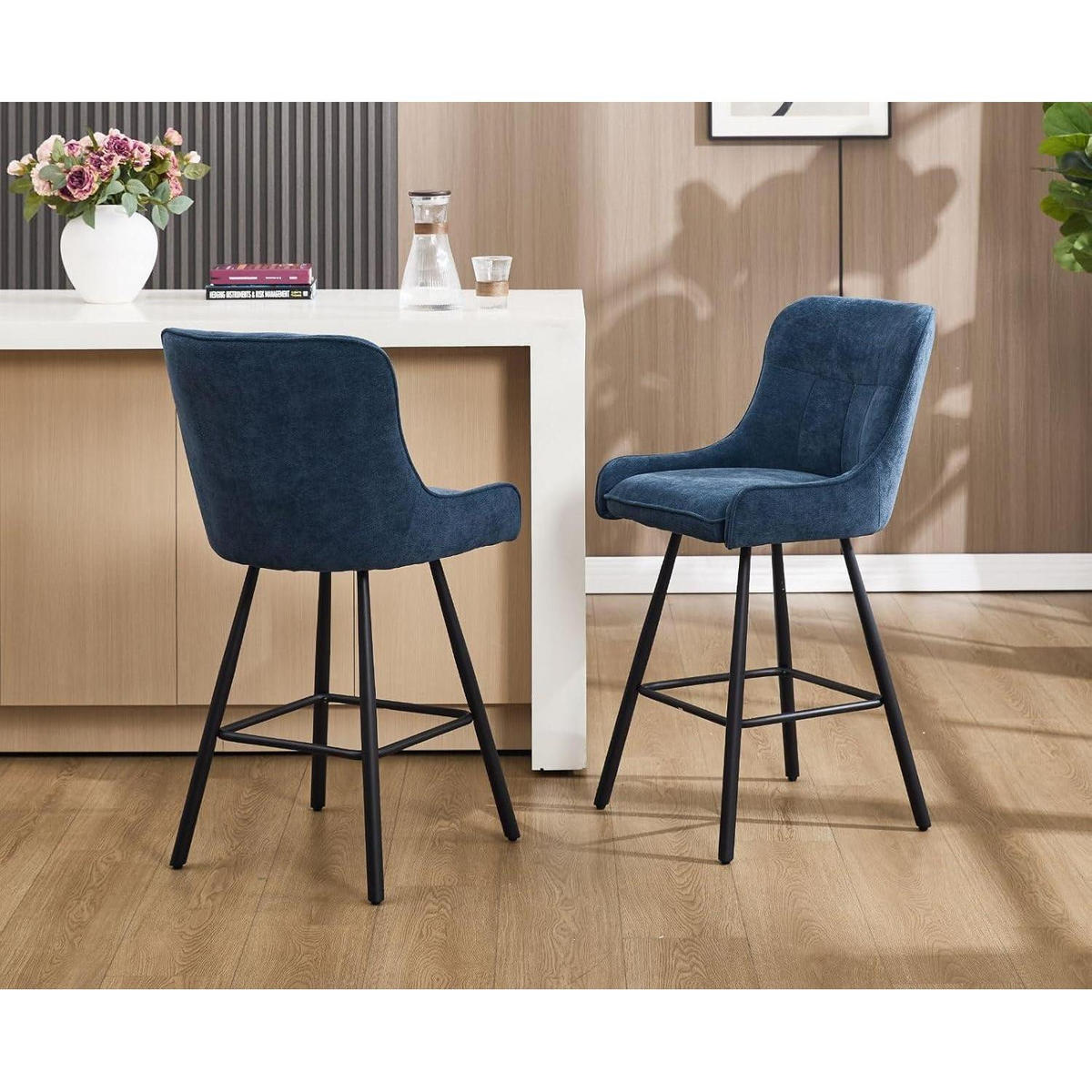 BARHOCKER 4er Set Chenille Blau - Blau, Textil (50/97/48cm)