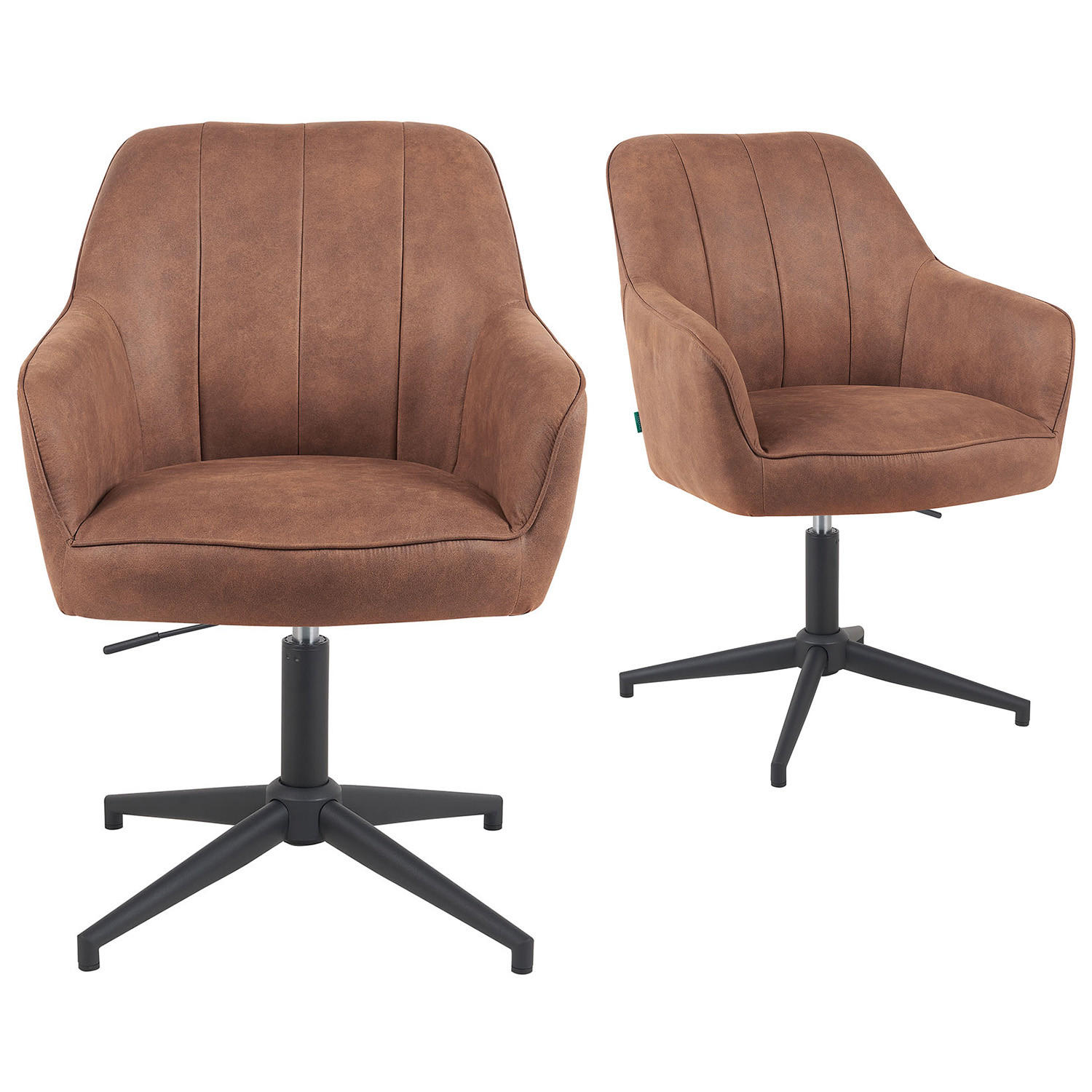 BÜROSTUHL Mika-Elin - Schwarz/Braun, Textil/Metall (60/84/65cm) - DUBI Möbel