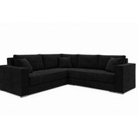 COUCHGARNITUR PARIS – Wohnlandschaft L-Form mit Schlaffunktion & Bettkasten Flauschiger Cord Stoff POSO Schwarz - Schwarz, Kunststoff (239/222cm) - Wohnideebilder