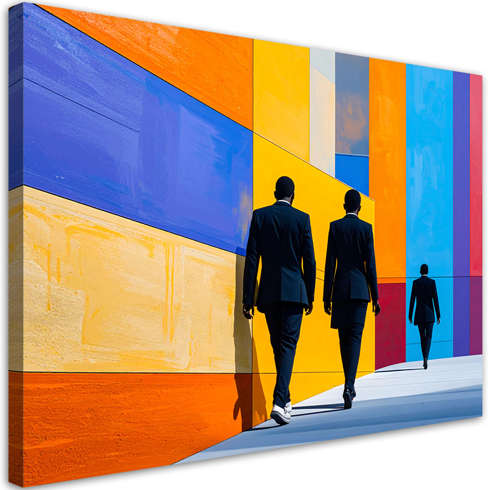 LEINWANDBILD Menschen Straße Abstrakt 90x60cm - Multicolor, Textil (90/60cm) - Feeby