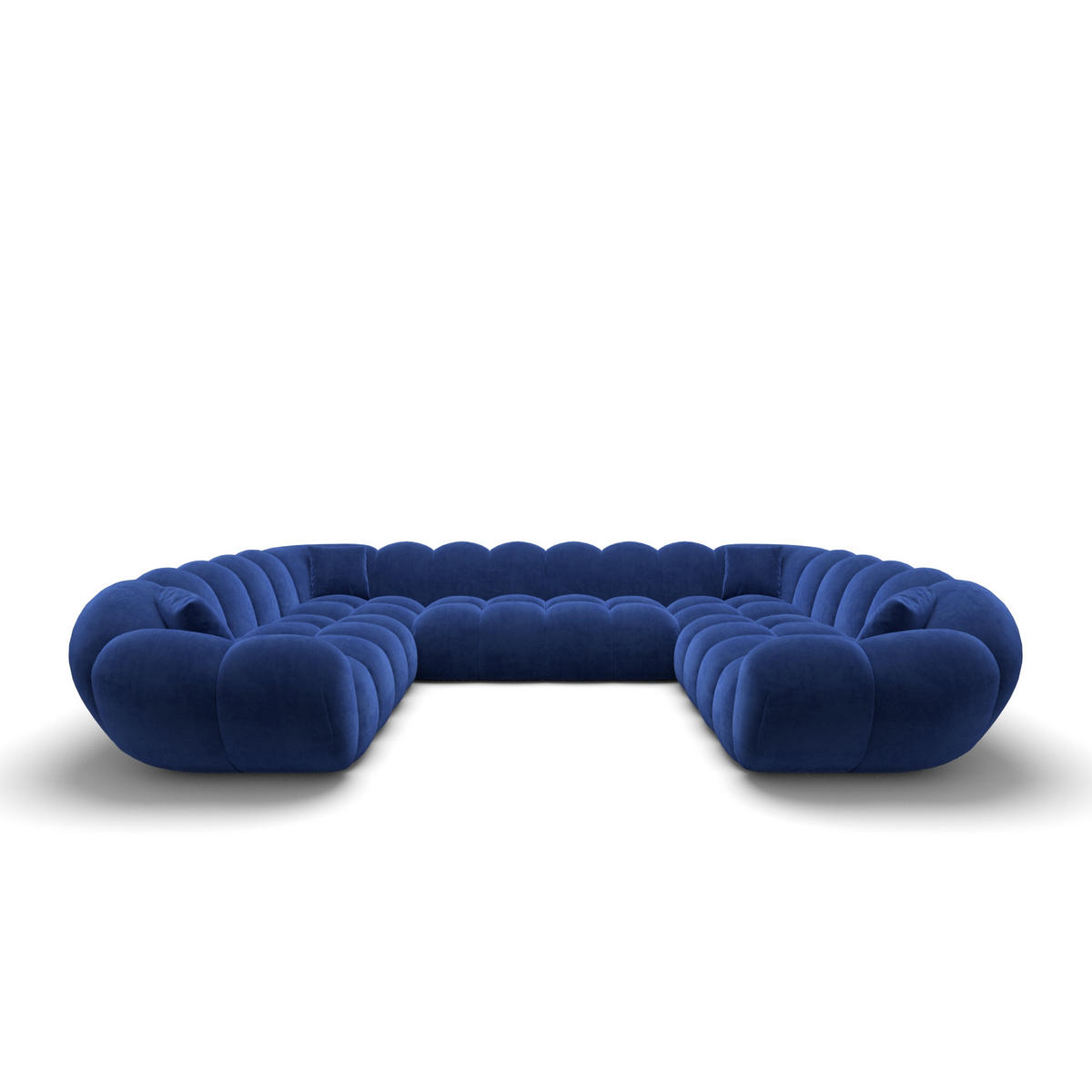WOHNLANDSCHAFT Liva Königsblau Samtstoff U-Form XXL Panorama - Blau, Textil (316/70/258cm) - VAROYAL