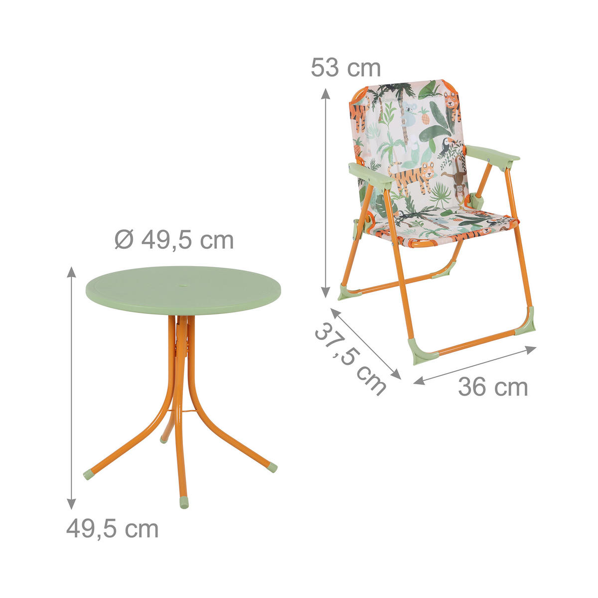 DĚTSKÁ sedací skupina pro kempování - různobarevná, kov/textil (100/126/100cm) - Relaxdays