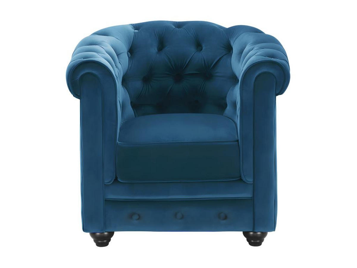 COUCHGARNITUR 3+1 - Samt - Grünblau - CHESTERFIELD - Petrol, Textil (88/72/205cm) - Vente-Unique