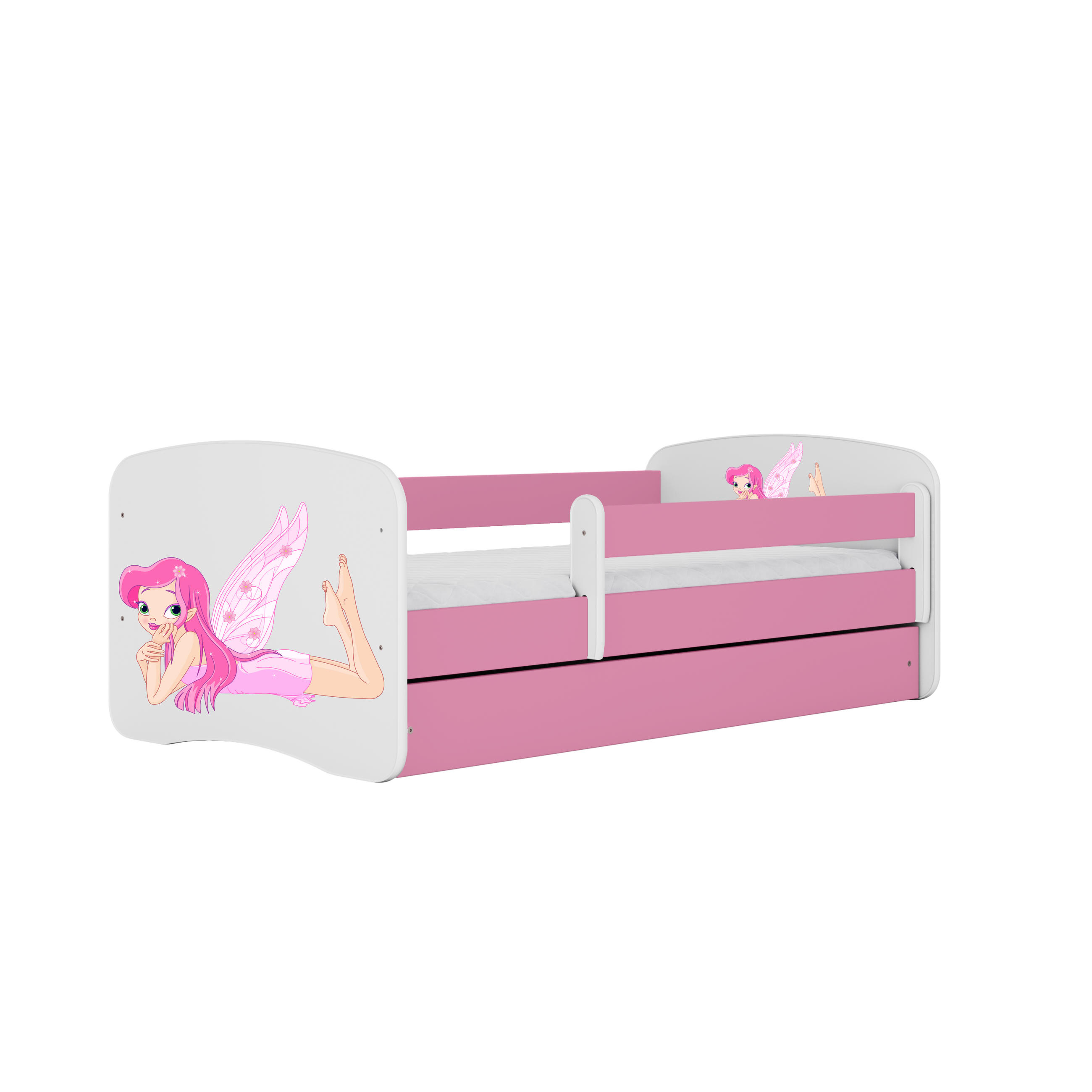 KINDERBETT Fee mit Flügeln mit Schublade 140/70 80/61/144 - Rosa, Holzwerkstoff (70/140cm) - RAUMHIRSCH FURNITURE