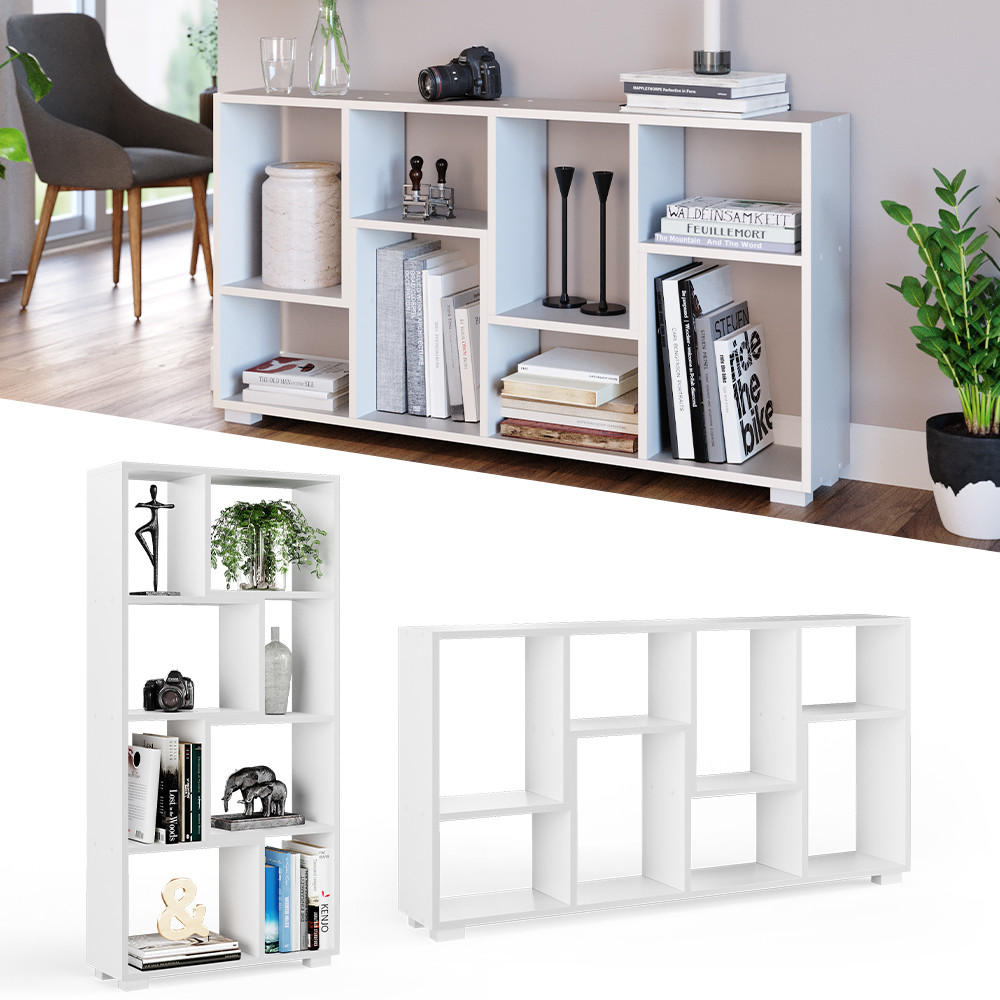 RAUMTEILER Domus Weiß 60.2 x 120 cm 8 Fächer - Weiß, Holzwerkstoff (60.2/120/20.1cm) - Vicco