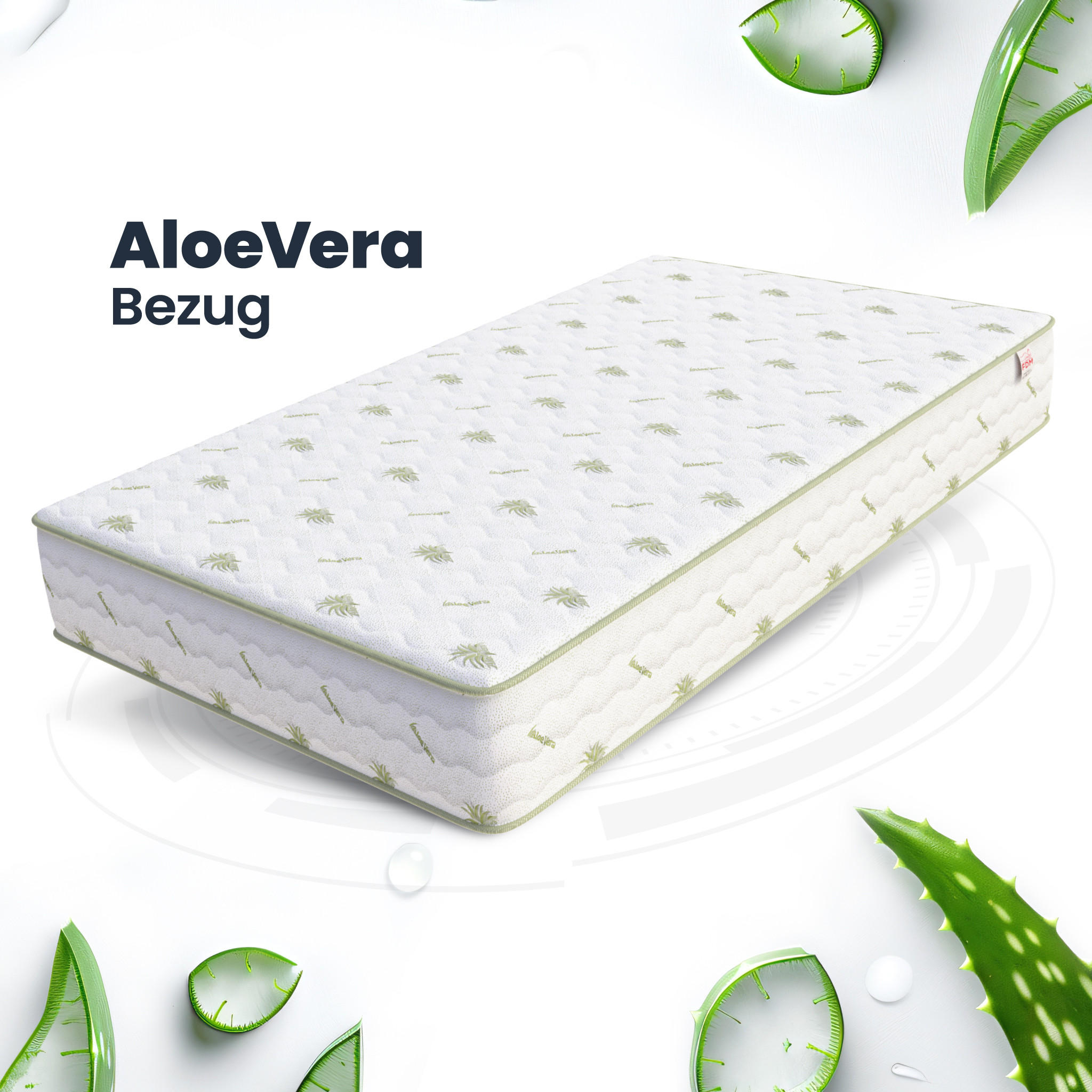 Thumbnail - FDM Kaltschaummatratze, Weiß, Textil, Floral, H3 + H4, Füllung: Kaltschaum, Rechteckig, 100x200 cm, Oeko-Tex® Standard 1...