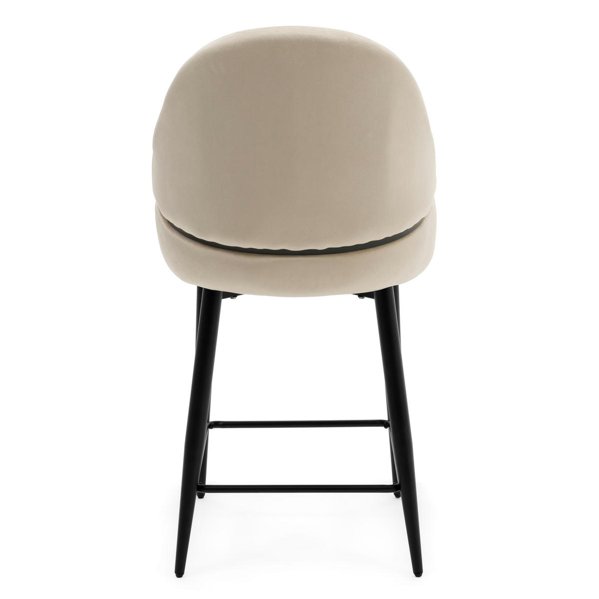 BARHOCKER BERGAMO gepolsterter mit Steppung - beige - Samt Velour - Beige/Schwarz, Textil/Metall (56/106/61cm) - NEW HOME
