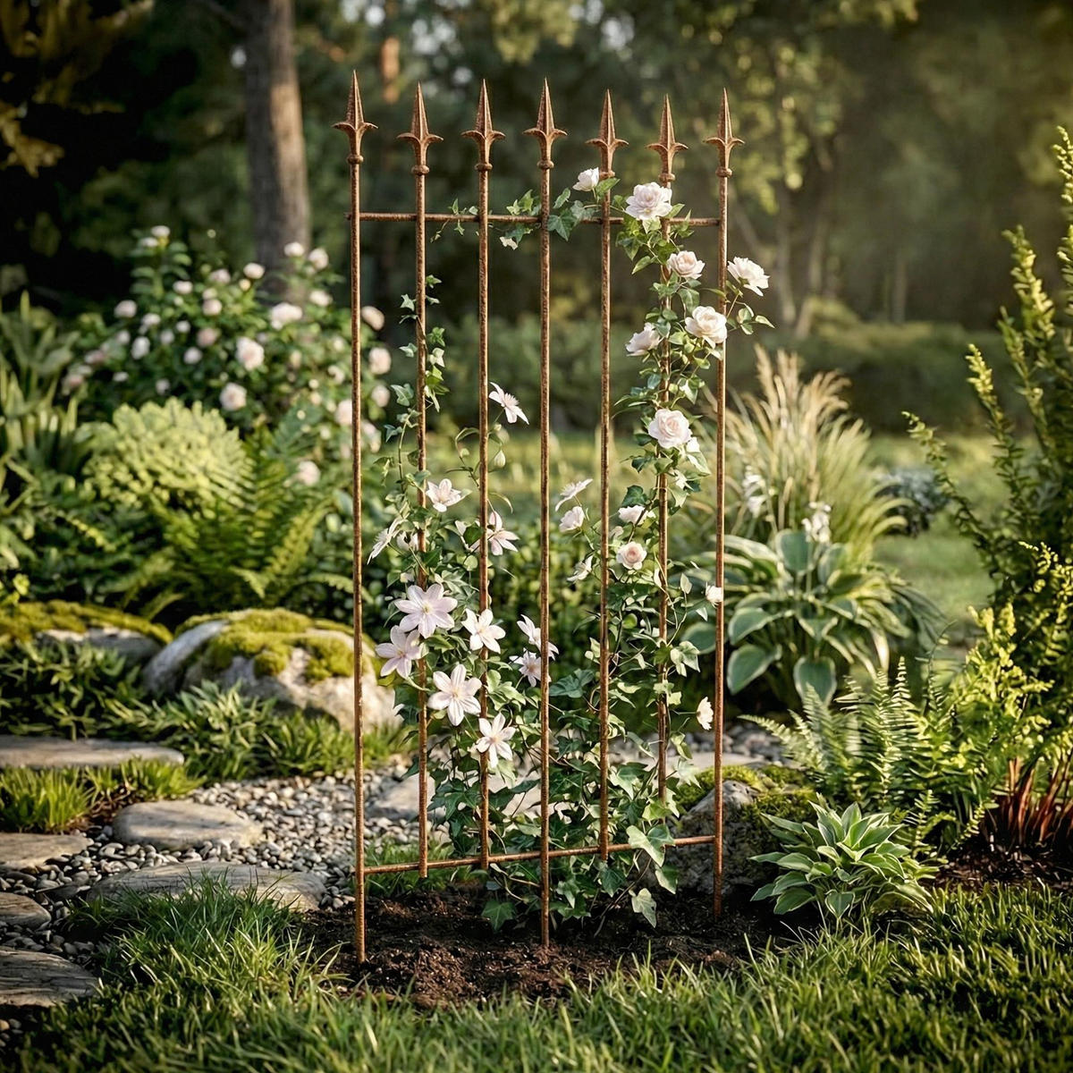 RANKGITTER 2er Set Metall Antik Braun - Braun, Metall (50/100/0.7cm) - CLP