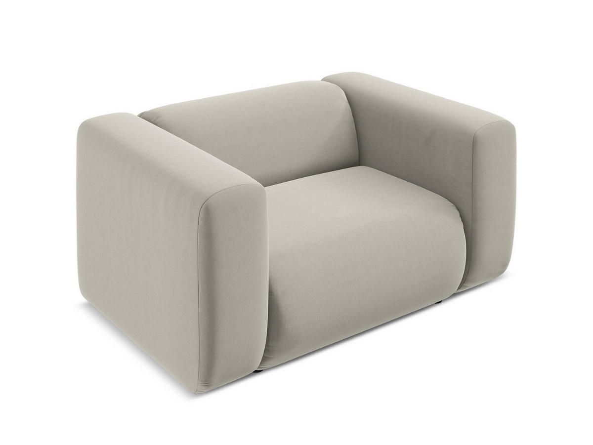 SESSEL Samt Stoff Creme - Perlmutt/Creme, Kunststoff/Textil (137/70/89cm) - Makamii