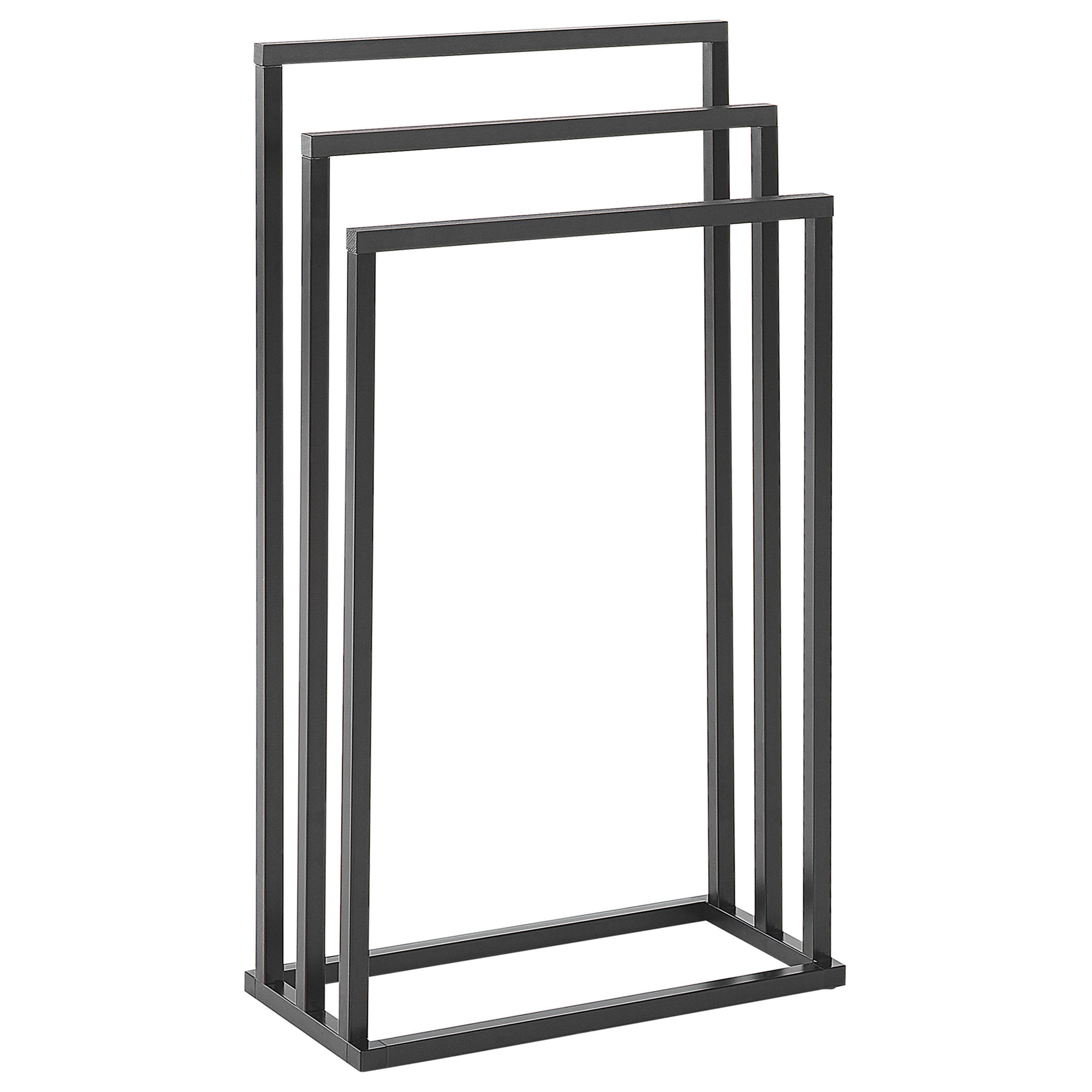HANDTUCHSTÄNDER schwarz/dunkler Holzfarbton 45 x 84 cm Charras - Dunkelbraun/Schwarz, Metall (45/84/21cm) - Beliani