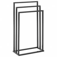 HANDTUCHSTÄNDER schwarz/dunkler Holzfarbton 45 x 84 cm Charras - Dunkelbraun/Schwarz, Metall (45/84/21cm) - Beliani