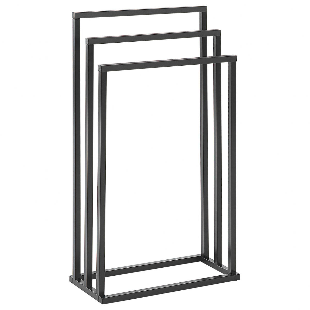 HANDTUCHSTÄNDER schwarz/dunkler Holzfarbton 45 x 84 cm Charras - Dunkelbraun/Schwarz, Metall (45/84/21cm) - Beliani