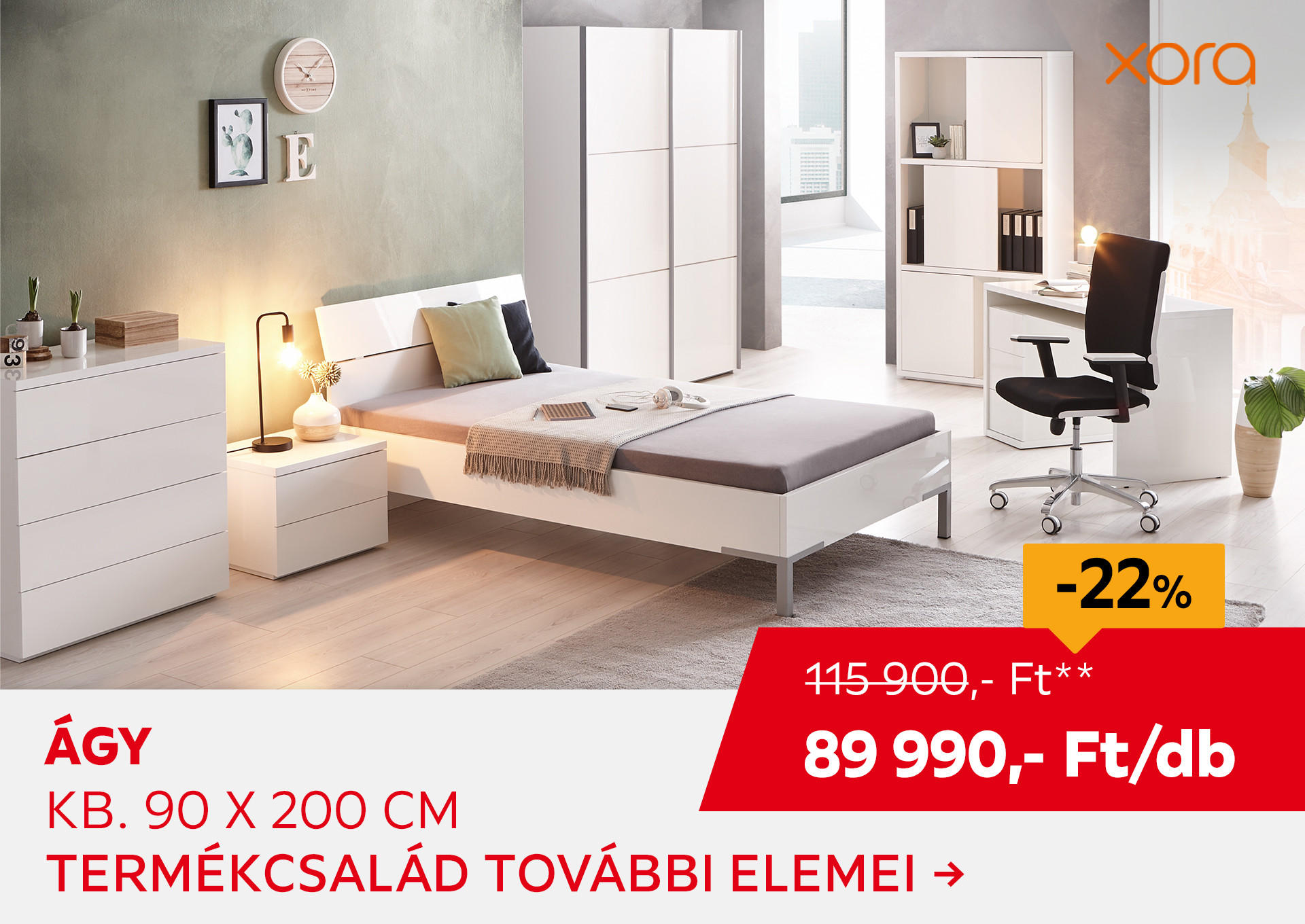 ÁGY Kb. 90 X 200 CM Kiemelt termék 115900 Ft.- helyett 89990 Ft.-