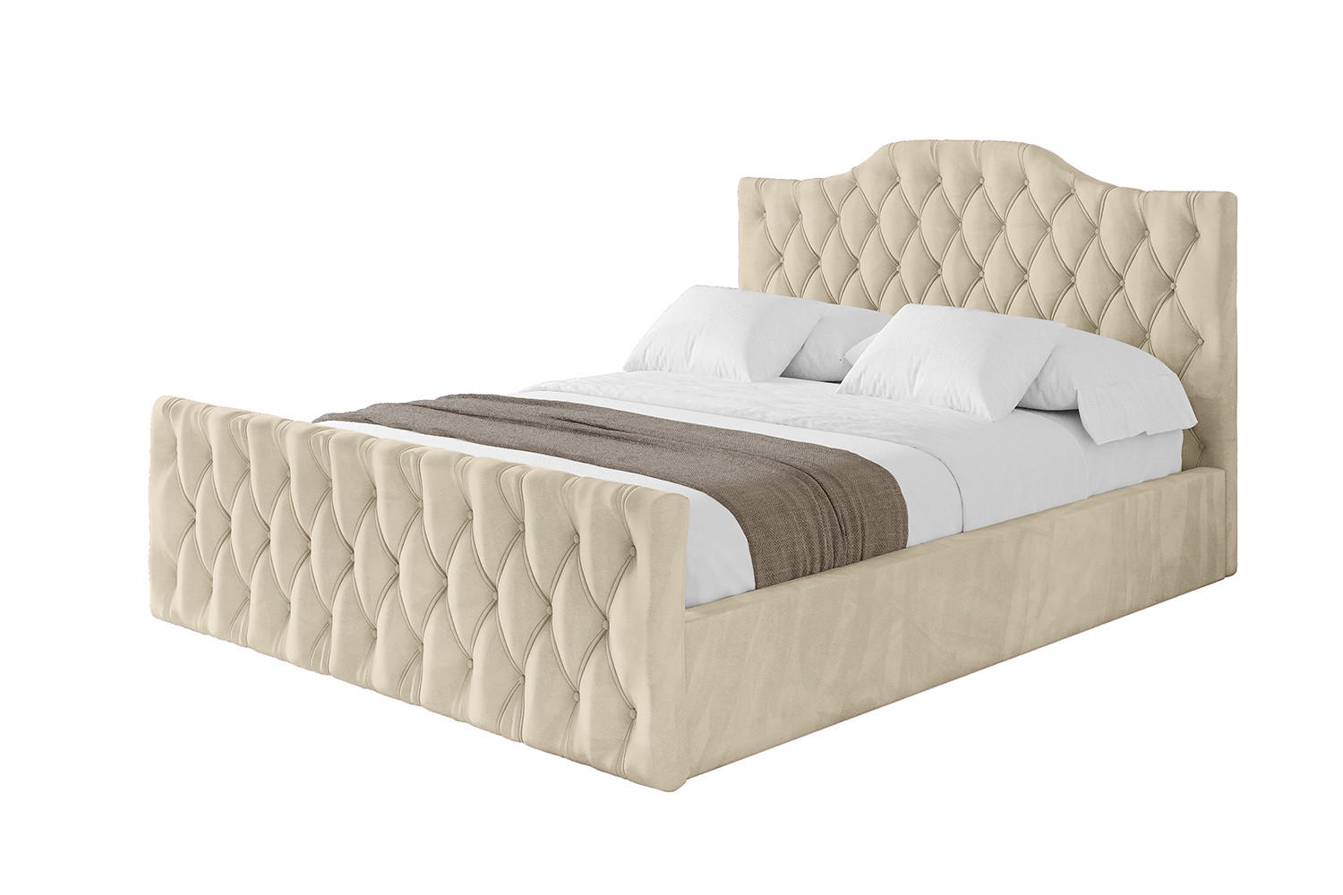 POLSTERBETT mit Bettkasten, Fußteil und Lattenrost, Boxbett mit Matratze H3/H4 - FALIO-Z 180x200 Beige - Ecru, Holzwerkstoff/Textil (180/200cm) - ALTDECOR