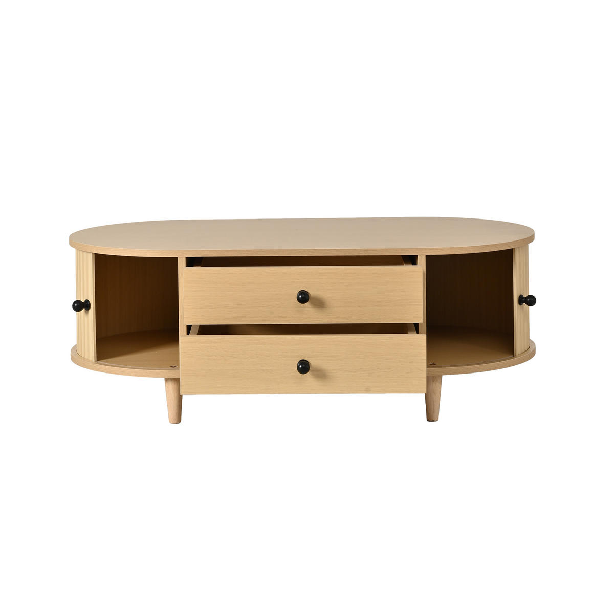 COUCHTISCH Naturholzoptik mit Rolltüren 100/50/36 cm - Naturfarben, Holzwerkstoff (100/50/36cm)