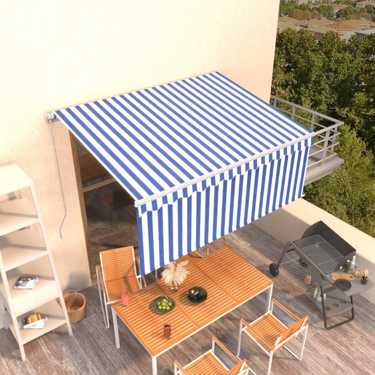 MARKISE Manuell Einziehbar mit Rollo 3,5x2,5m Blau & - Blau, Metall (250/1/350cm) - furnicato