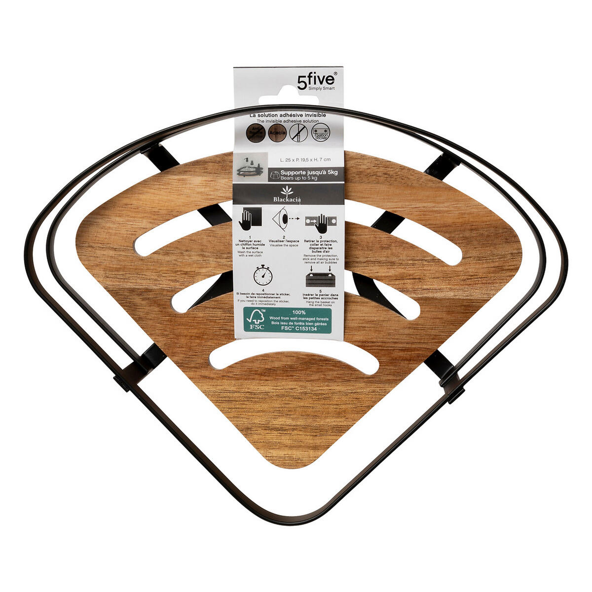 WINKELREGAL Blackacia, Akazienholz / Stahl, 25 x 19.5 cm - Braun, Holz (19.5/7/25cm) - 5five Simply Smart