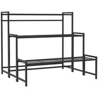 GARTENREGAL aus Metall 75x70x66 cm in Schwarz mit 3 Ebenen - Schwarz, Metall (70/66/75cm) - Modfu