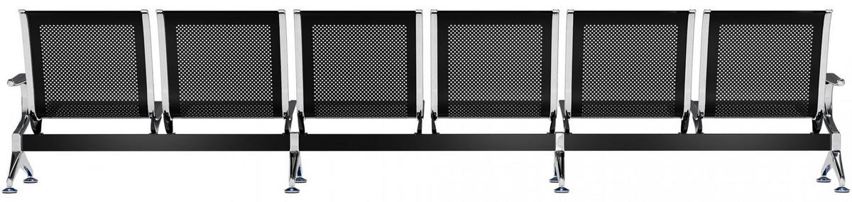 WARTEBANK Metall Schwarz - Chromfarben/Schwarz, Metall (356/77/60cm) - CLP