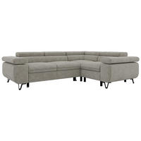 ECKSOFA FALCO L - Hellgrau Stukture - Rechts Seite - Hellgrau/Schwarz, Textil/Metall (268/197cm) - MKS