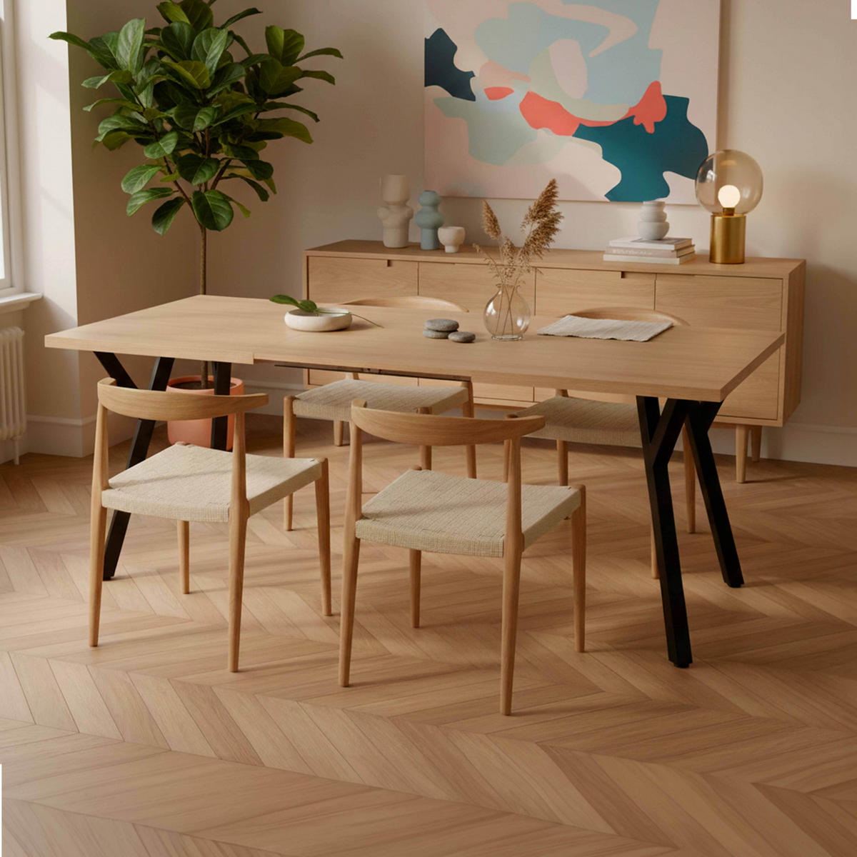 ESSTISCH, Holz - Braun, Holz/Metall (90/240/76cm) - Oviala
