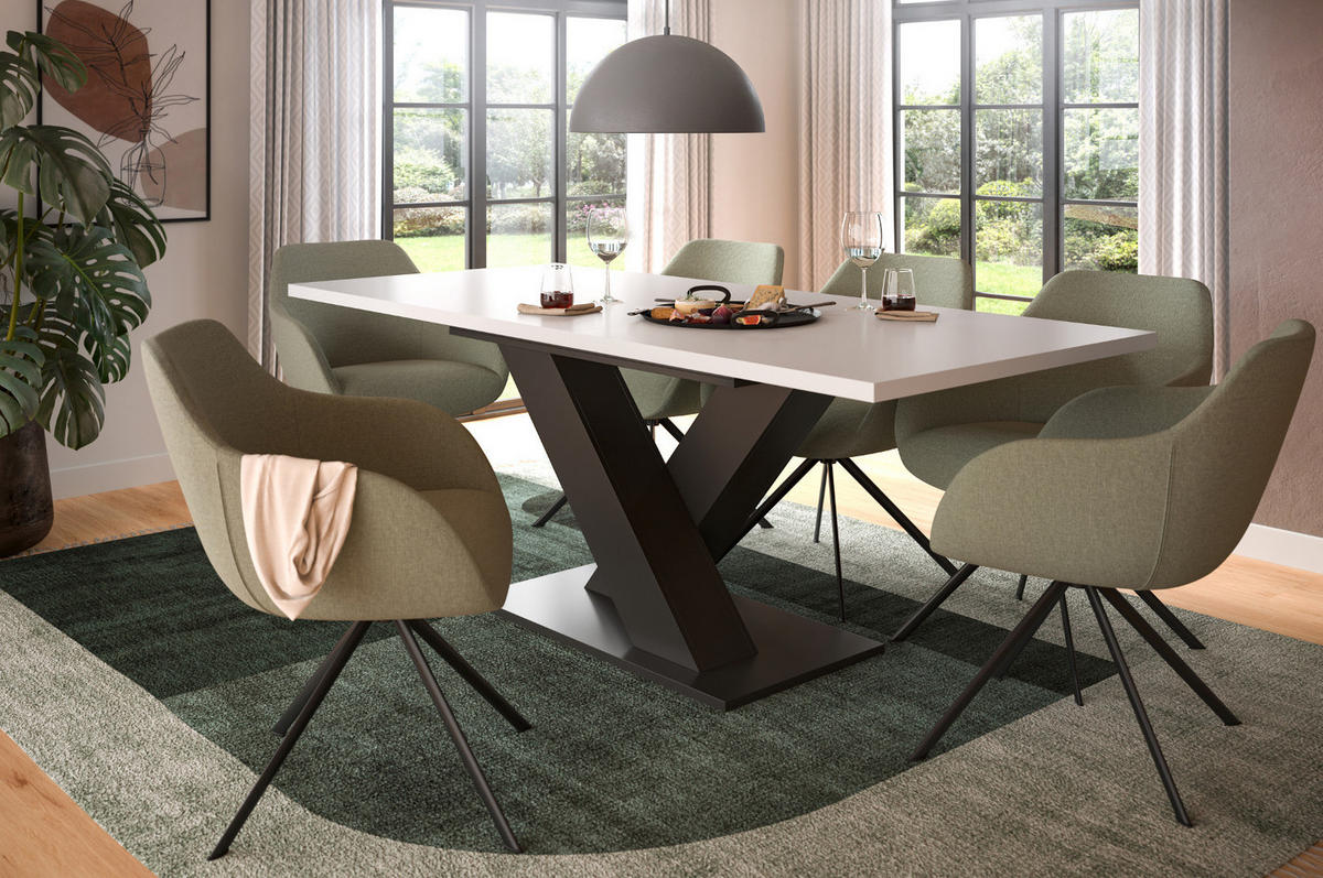ESSTISCH weiß, grau 150 - 190 cm, Küchentisch ausziehbar - Weiß/Grau, Holz/Holzwerkstoff (150/90/76cm) - Inn.Furn