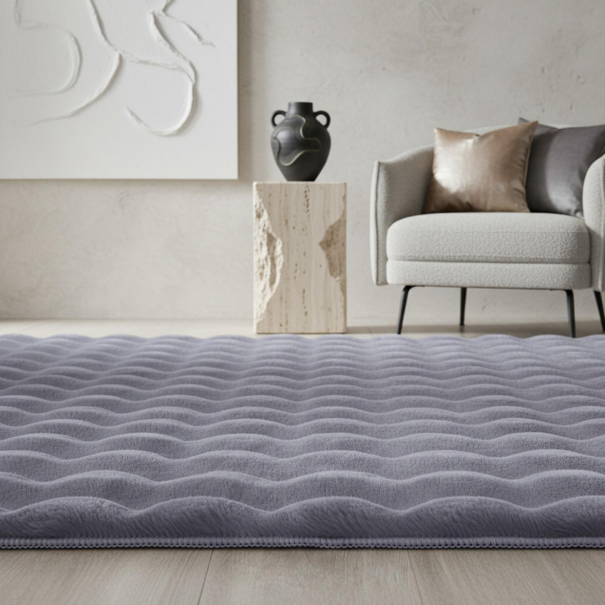 HOCHFLORTEPPICH Waschbar NAUDERS, einfarbig, Grau, 80 x 250 cm - Grau, Textil (80/250cm) - KADIMA DESIGN