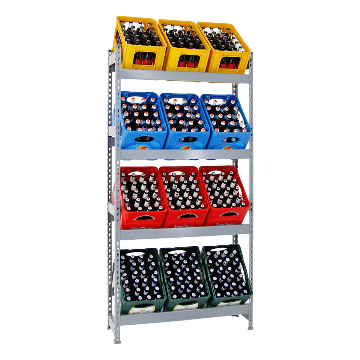 GETRÄNKEKISTENREGAL High Big Camel HxBxT 200 x 100 x 30 cm Grau - Grau, Metall (100/200/30cm) - PROREGAL