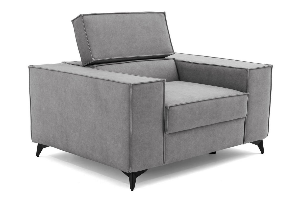 SESSEL PURE mit verstellbare Kopfstütze Velours Hellgrau - Hellgrau/Schwarz, Holz/Textil (174/94/99cm) - Muffo