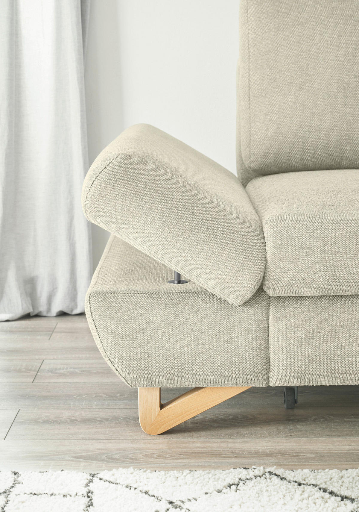 ECKSOFA beige Struktur-Stoff, Sofa mit Bettfunktion und Stauraum 284 cm - Beige, Holz/Textil (284/166cm) - Furn.Design