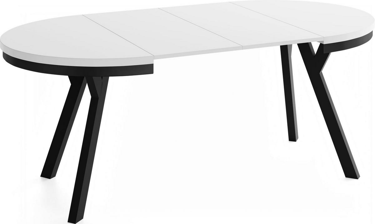 ESSTISCH Vero Neo rund ausziehbar verlängerbar, Weiss 100-200/100/77 cm - Schwarz/Weiß, Holz/Holzwerkstoff (100/200/77cm) - WFL GROUP