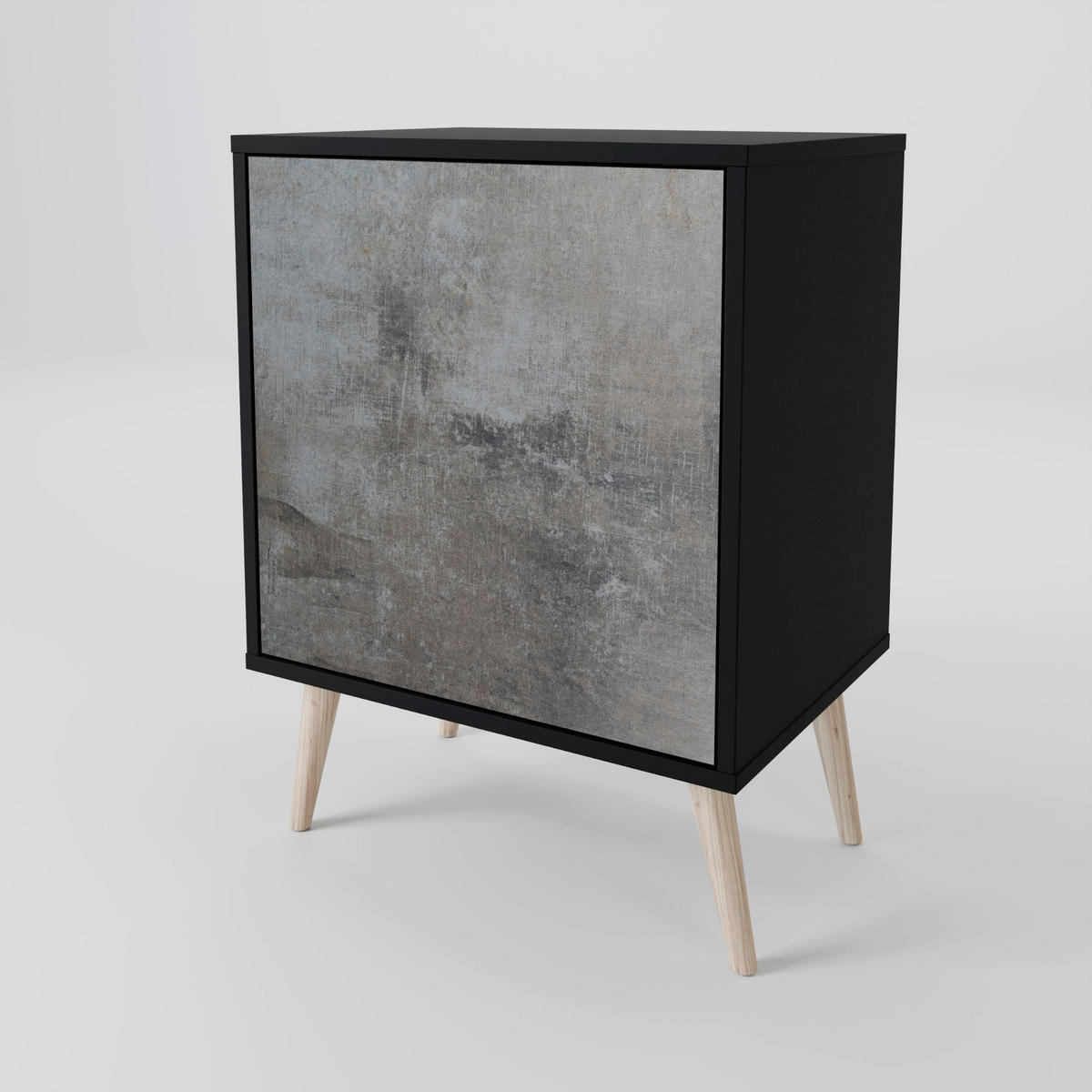 SIDEBOARD CONCRETE WALL, Schwarz, 57,5x42x75,5 cm, Goldfarbene Metallfüße - Goldfarben/Multicolor, Holzwerkstoff/Metall (57.5/75.5/42cm) - SpaceRebels
