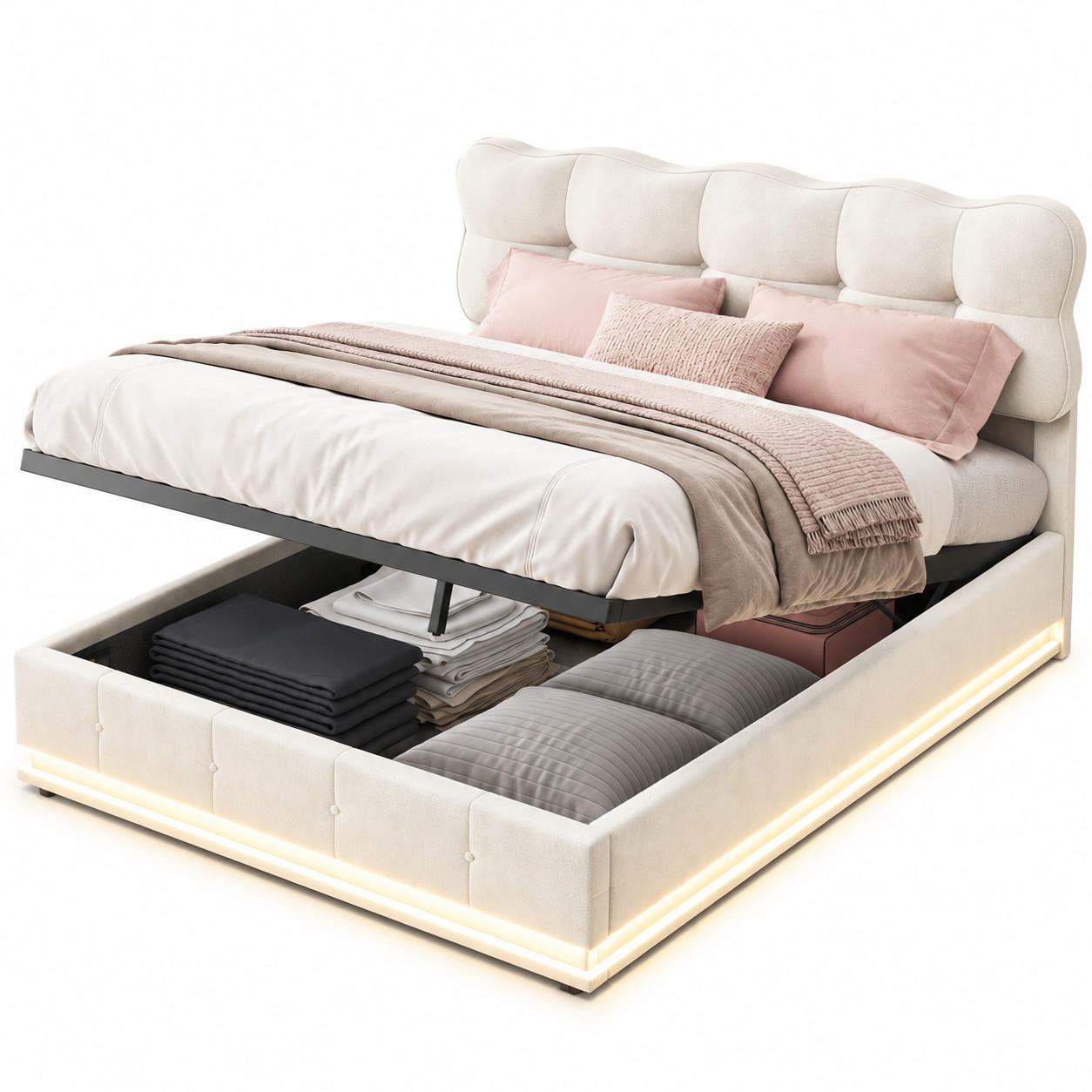 Parafta Home Polsterbett Beige 140x200 cm