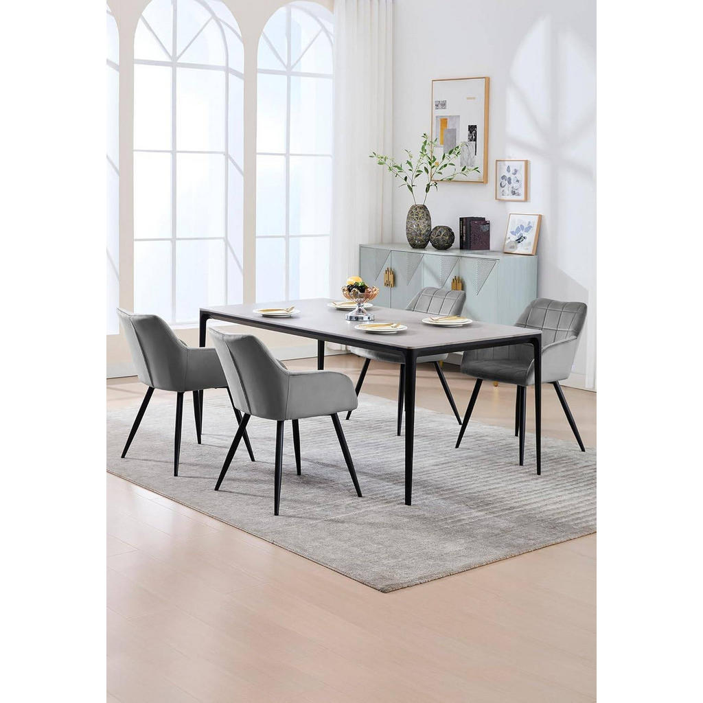 Thumbnail - Woltu Esszimmerstuhl, Dunkelgrau, Metall, Textil, Säule, 56x81x62 cm, Esszimmer, Stühle, Esszimmerstühle, Armlehnenstühl...